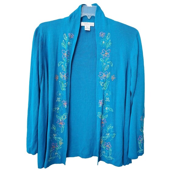 Diane von Furstenberg Sweaters - Silk Assets Diane von Furstenberg Silk Embroidered Floral Open Front Cardigan L